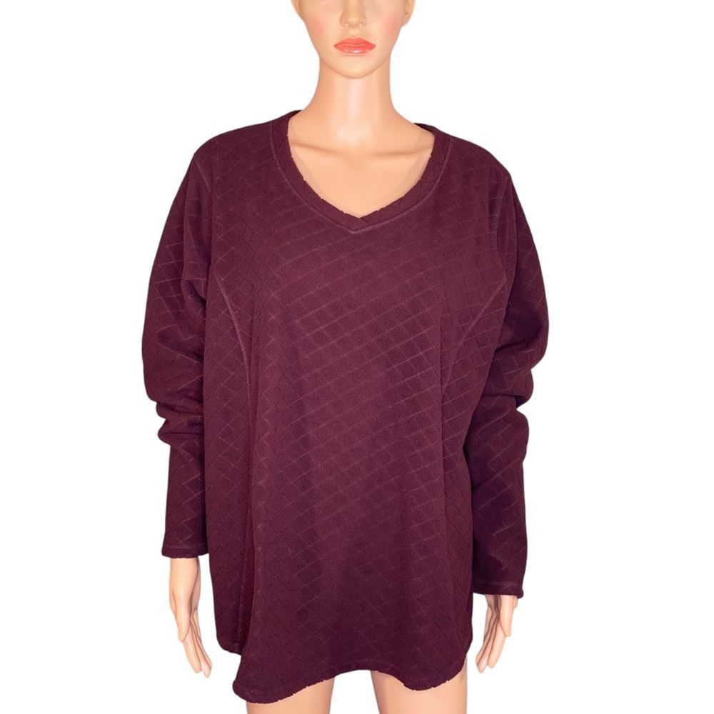 St. John's Bay Active Burgundy Quilted Fleece Top Womens Size XXL